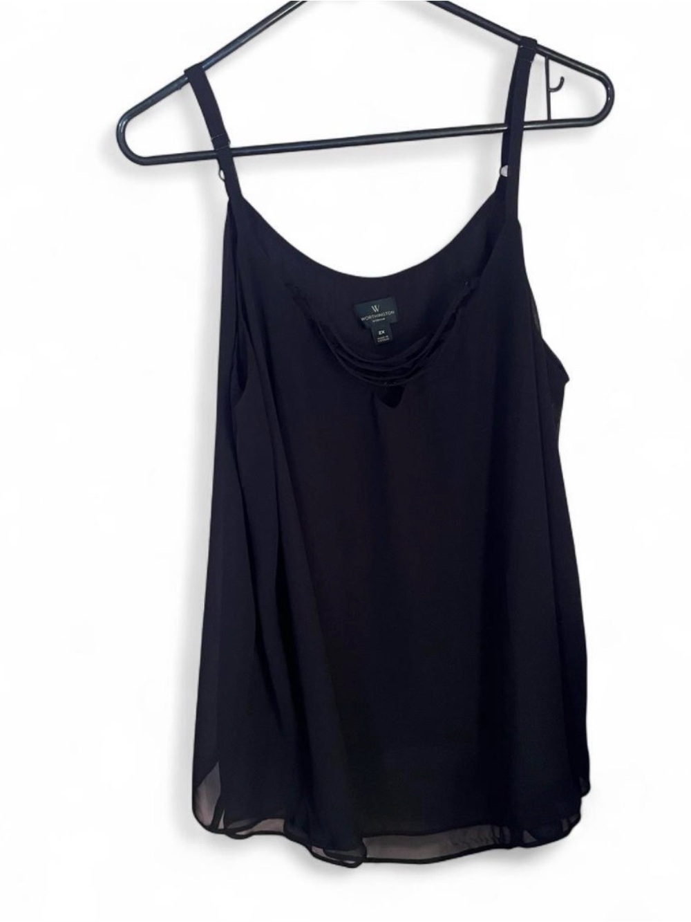 Worthington Black Chiffon Camisole Tank Top 2X